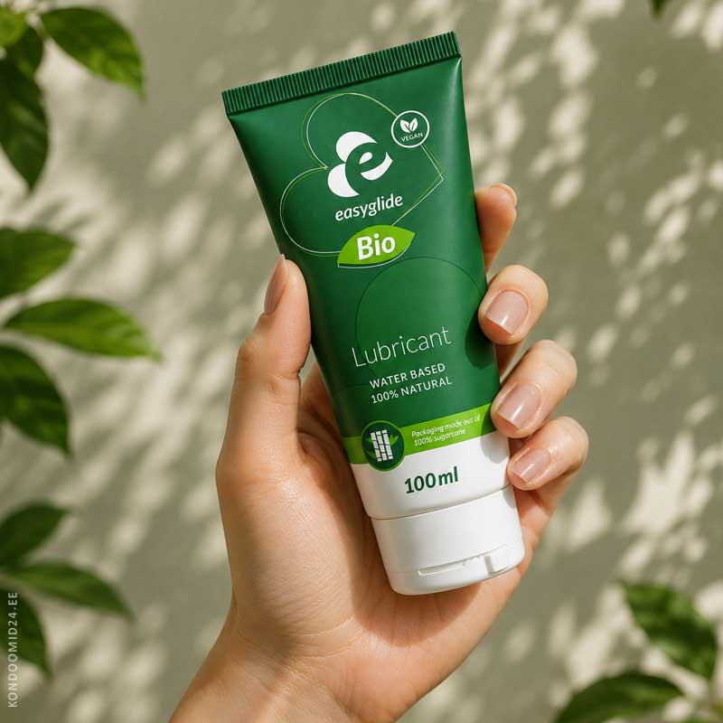 EasyGlide Bio & Natural lubricant tube in hand