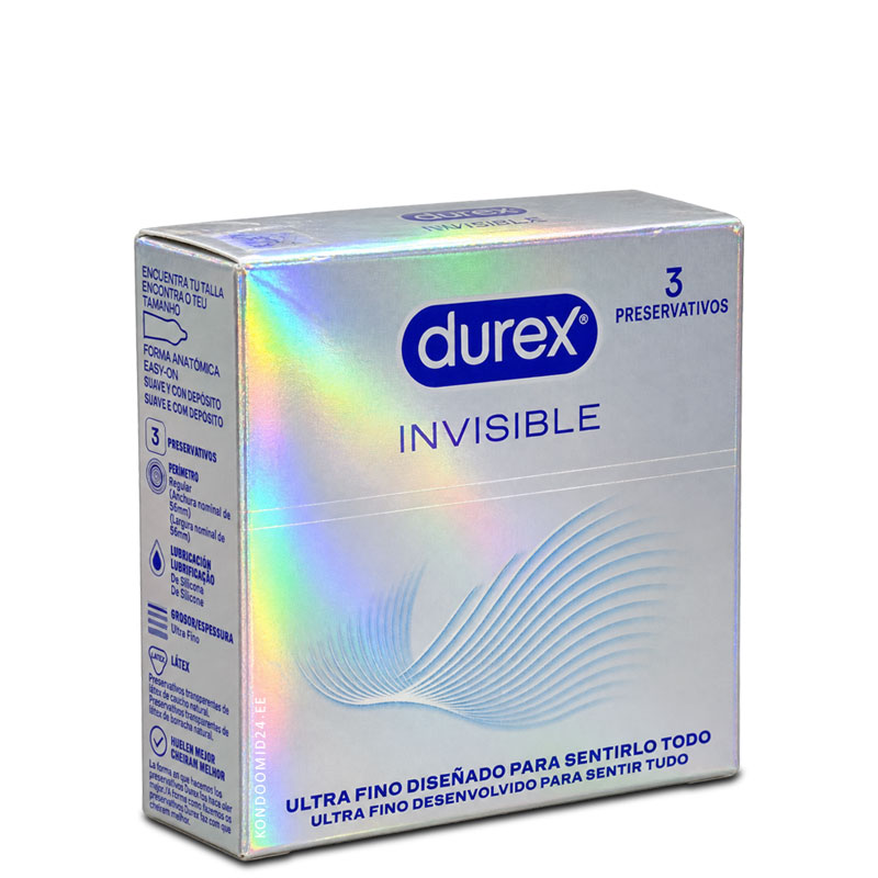DUREX Invisible Thin Condoms with Anatomical EASY-ON Shape 3&nbsp;pcs